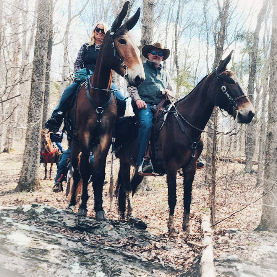 Mule riders attending the Mule Ride at Shawnee National Forest in Illinois.