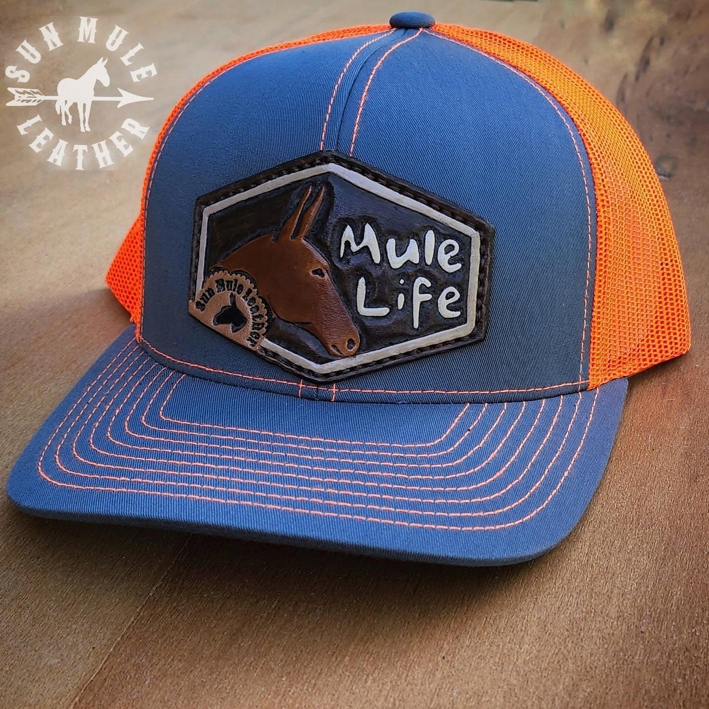 Neon Orange Mule Life Hat  -Pacific Headwear 104C Mid-Profile
