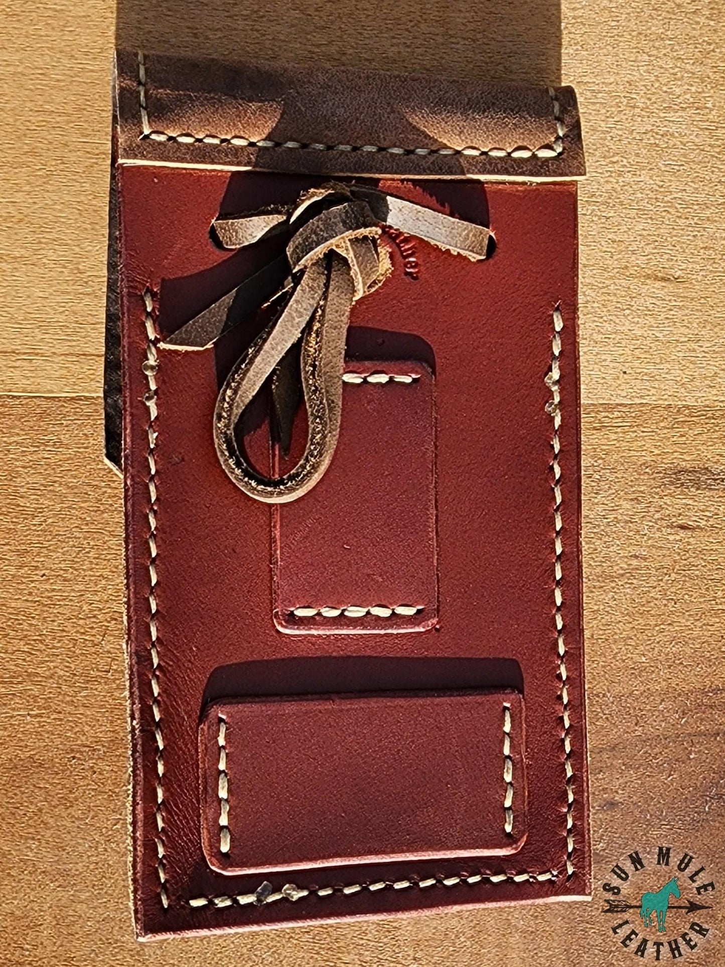 Phone holder pouch for saddle or belt with mule concho