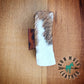 4.1" tortoise shell colored claw hair clip with hair on hide leather made by Sun Mule Leather.